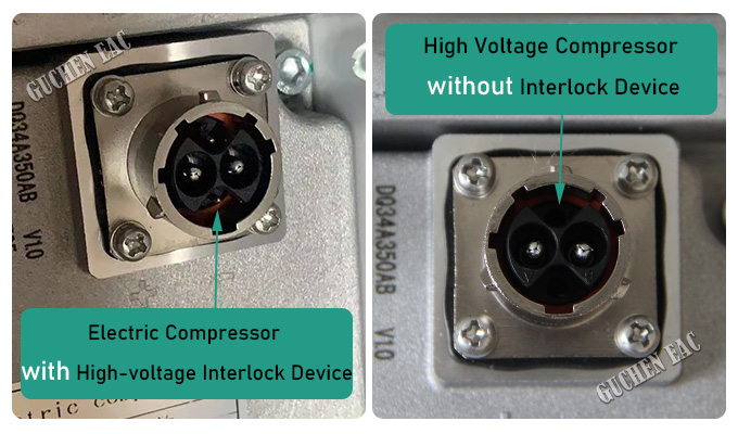 electric AC compressor with interlock device